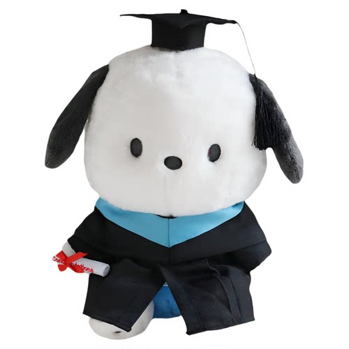 毕业帕恰狗学士服博士帽玩偶公仔