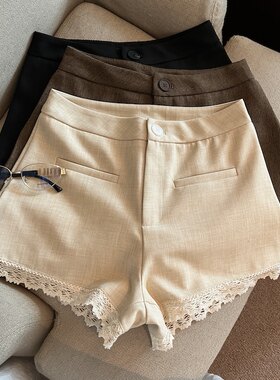 花边拼接西装休闲阔腿短裤优品质