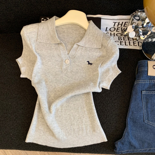 polo领短袖针织小衫上衣优品质