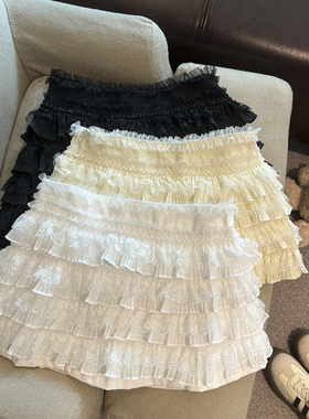 Jade Closet直营店推荐~美拉德法式甜美风蕾丝花边拼接半身短裙女