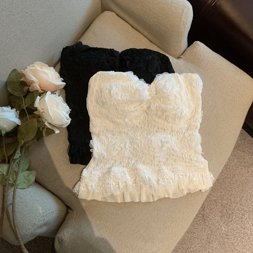 立体花朵带胸垫抹胸背心优品质