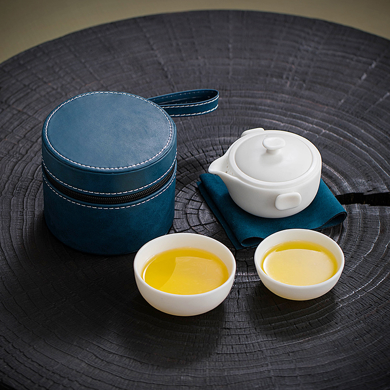 古岳白瓷一壶二杯便携式旅行茶具