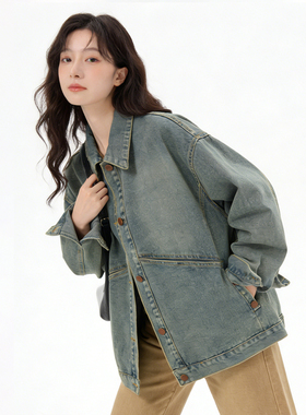休闲气质牛仔外套女2026春季新款韩系宽松复古水洗百搭显瘦上衣潮