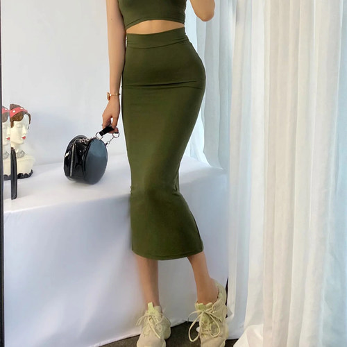 莫代尔欧美风弹力简约直筒打底裙