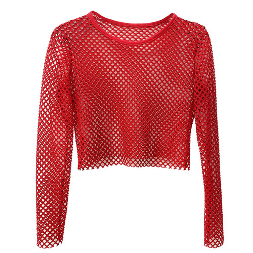 大网眼镂空透气网女罩衫舞蹈欧美