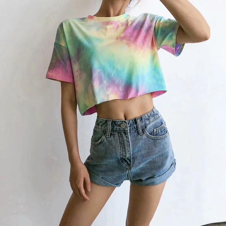 少女夏装ins渐变扎染泫雅风棉t恤10-25新券