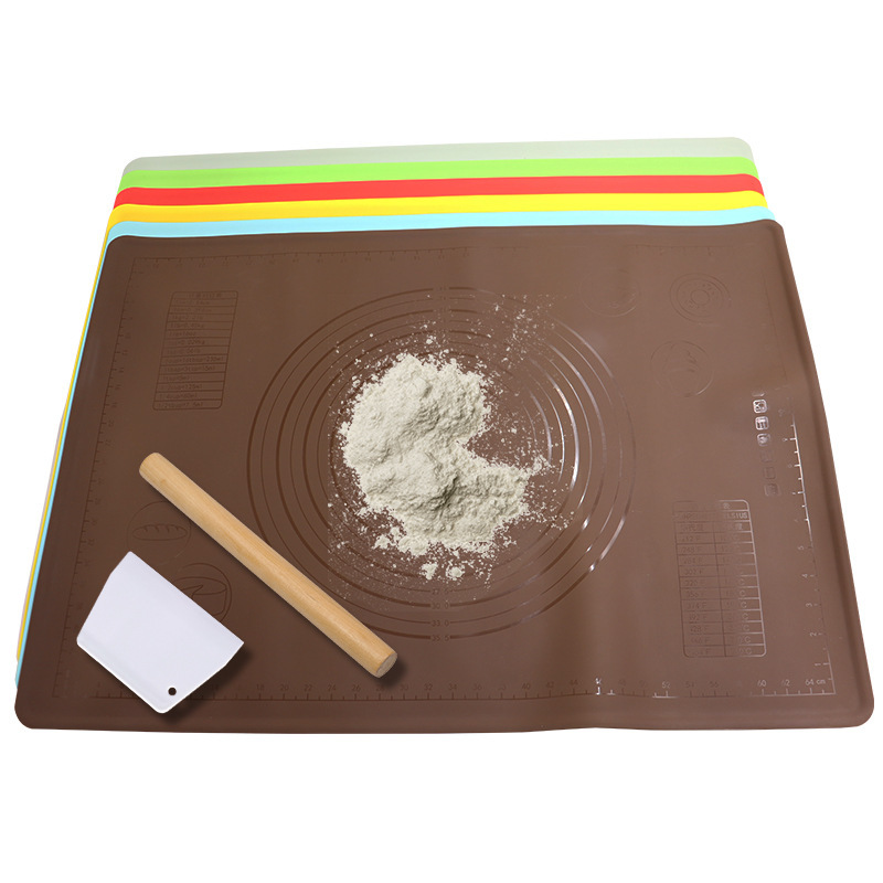 新款加厚50*70食品级硅胶无丝印揉面垫超大挡水边无丝印垫子