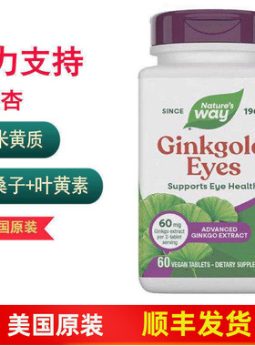 美国Nature s Way Ginkgold Eyes 60片银杏叶黄素山桑子视力眼睛