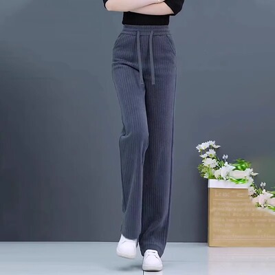 休闲加绒加厚阔腿裤女秋冬新款