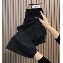清仓捡漏~纯棉休闲九分哈伦裤女秋冬新款宽松显瘦高腰工装束脚裤