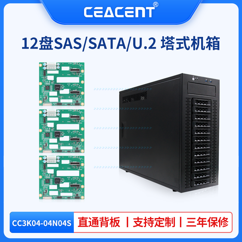 定制CC3K04-04N04S SAS/SATA/NVME U.2混合12盘全闪nvme 项目承接
