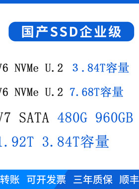 全新国产480G 3.84T 7.68T NVME U.2 PCIE4.0  SDD固态硬盘