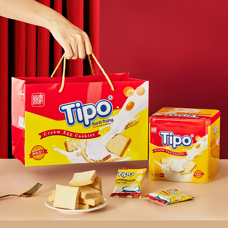 越南进口TIPO面包干208g牛奶味面包片饼干年货礼盒装休闲零食