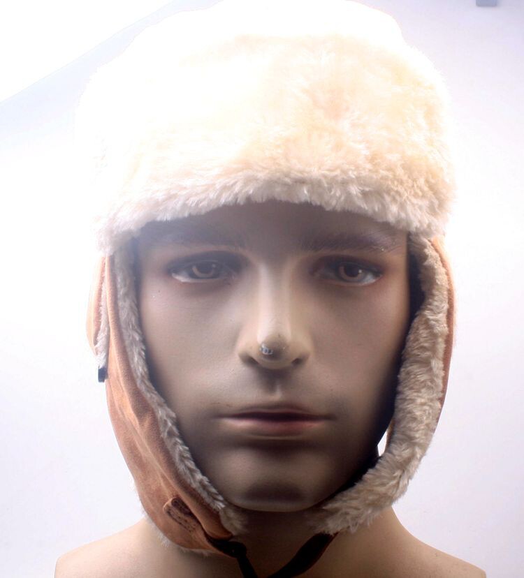 出口订单男士女士卡其色帽户外运动帽冬天保暖帽抓绒款雷锋雪帽