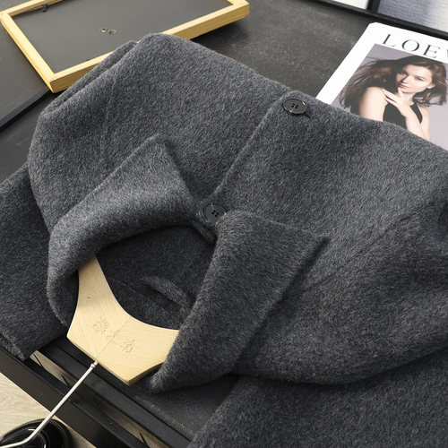 绵羊毛翻领双面呢大衣毛呢外套女