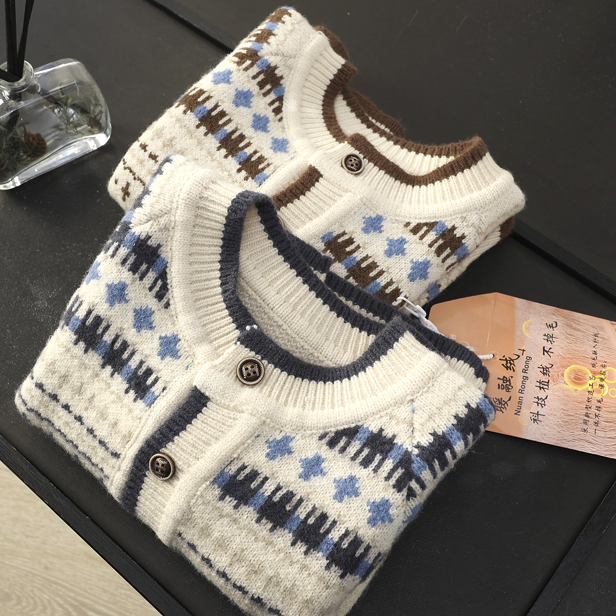 费尔岛提花针织开衫儿童毛衣外套