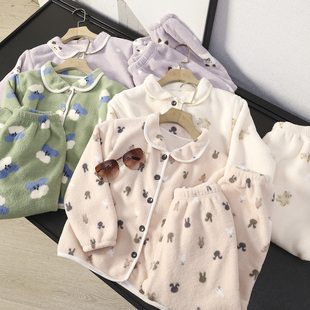 华子家 宝妈福利！男童女童装摇粒绒加厚保暖睡衣家居服套装44823