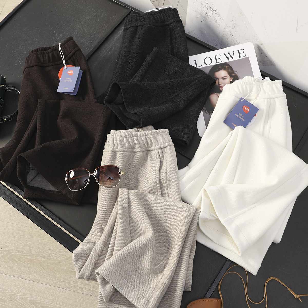 加厚保暖醋酸羊毛九分毛呢休闲裤