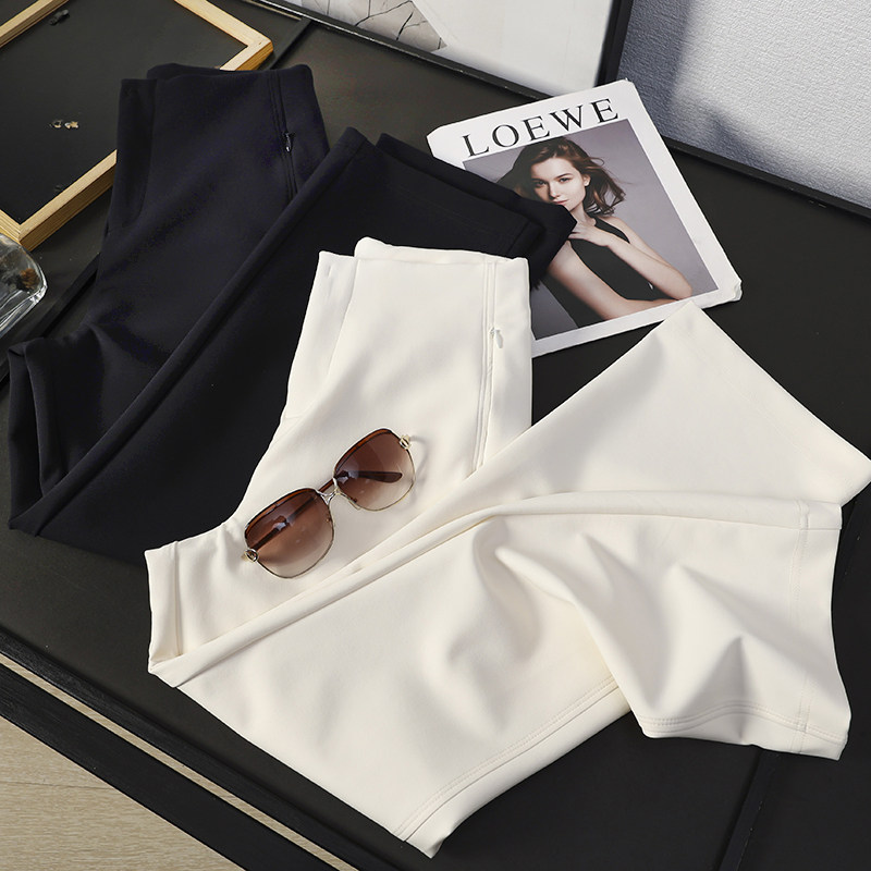 华子家 微喇瘦瘦裤女2026春季新款四面弹高腰鱼骨九分休闲裤46302