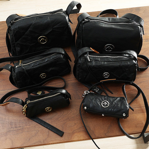 男女情侣款褶皱羊皮单肩斜挎软包