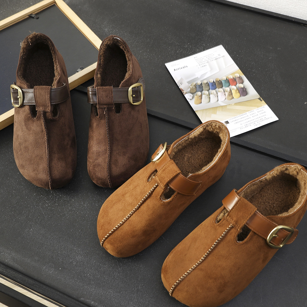 5cm内增高加绒吐司勃肯鞋女秋冬