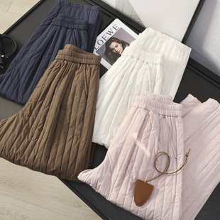 加厚夹棉保暖棉裤 女外穿2025秋冬新款 45080 绗缝条纹休闲裤 华子家