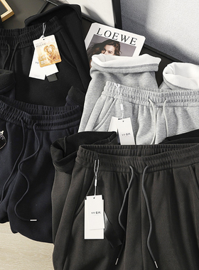 华子家 加绒休闲裤女2025秋冬新款慵懒宽松加厚保暖运动卫裤45860