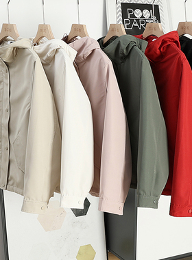 华子家 连帽外套女装2024春季新款休闲夹克宽松登山服冲锋衣39131