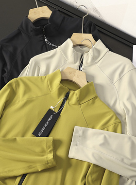 华子家 男装轻薄速干透气舒适四面弹力小立领针织外套健身服44195