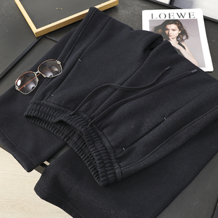 45368 女秋冬抽绳松紧腰镰刀阔腿裤 华子家 醋酸羊毛加绒牛仔弯刀裤