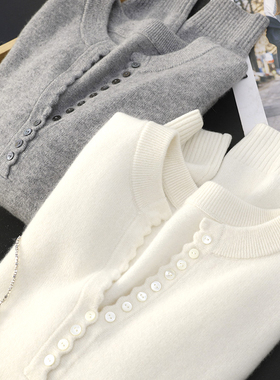 华子家 高端93山羊绒圆领针织衫女2025秋冬新款套头羊绒衫45320