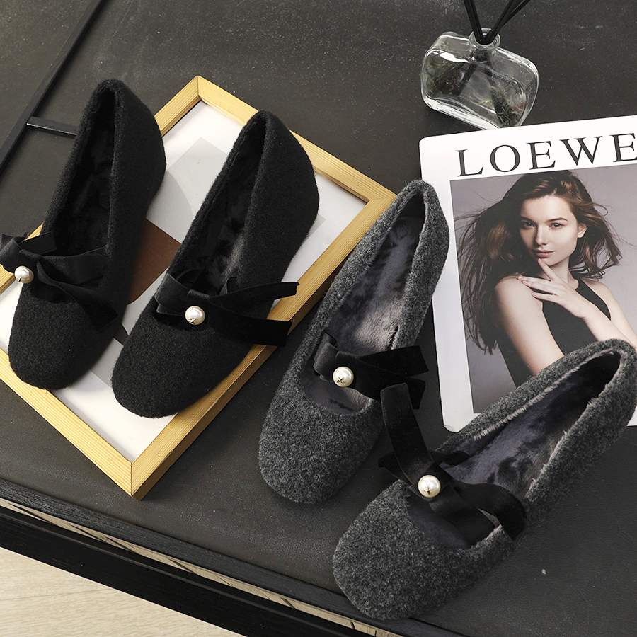 内增高蝴蝶结毛毛玛丽珍鞋平底鞋