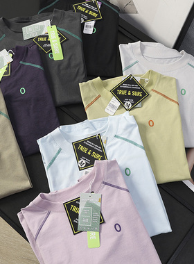 华子家 男女同款山系户外运动速干情侣款插肩袖圆领长袖T恤44031