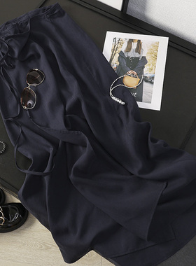 华子家 极简风设计感一片式裹身裙中长款a字裙休闲半身裙女44032