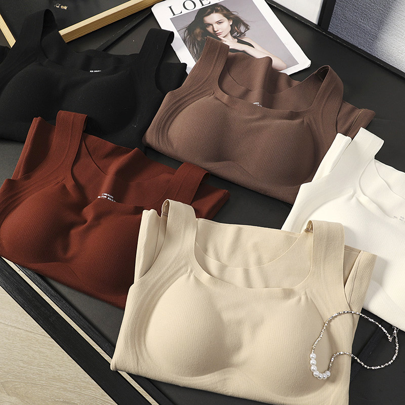 华子家 自发热无痕带胸垫保暖背心女秋冬内搭打底衫磨毛上衣45953,女士内衣/男士内衣/家居服,保暖背心,淘宝优惠券,粉丝福利购,淘宝优惠卷