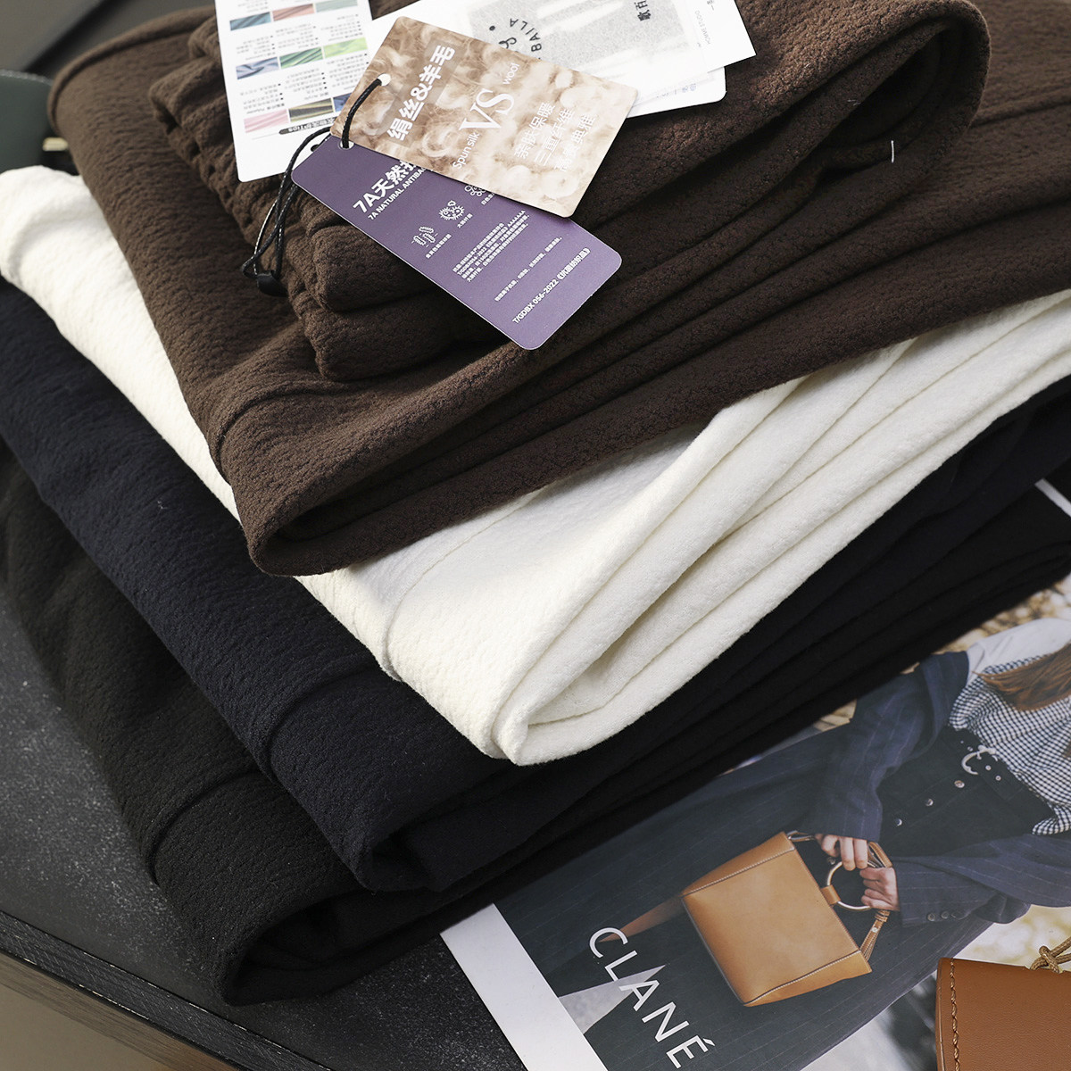 华子家 含桑蚕丝羊毛混纺肌理松紧腰加厚直筒拖地休闲阔腿裤45086,女装/女士精品,休闲裤,淘宝优惠券,粉丝福利购,淘宝优惠卷