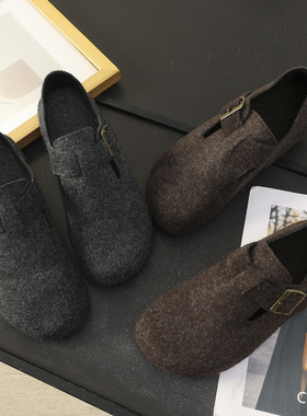 华子家 美拉德棕色加绒内增高包头毛毛勃肯鞋女2025秋冬新款45064