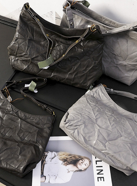 华子家 高级感真皮鞣绵羊皮单肩腋下包时尚通勤斜跨女包包43790