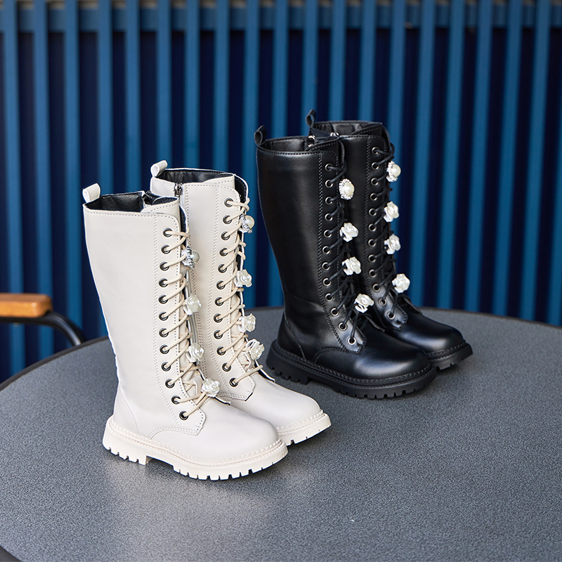 韩版时尚女童公主加绒皮靴