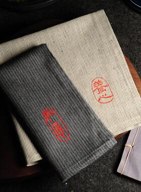手工原创印章双层全棉手帕