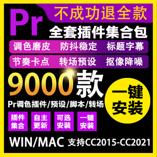 PR插件全套合集一键安装包调色磨皮美颜降噪转场字幕防抖WIN/MAC