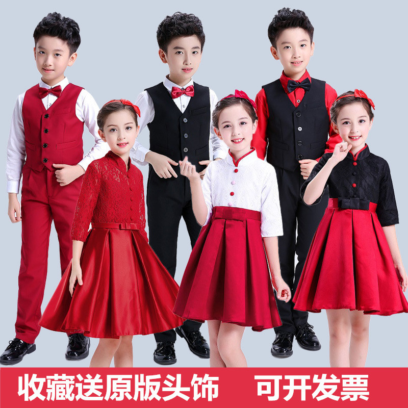 六一男童背带裤中国风合唱服