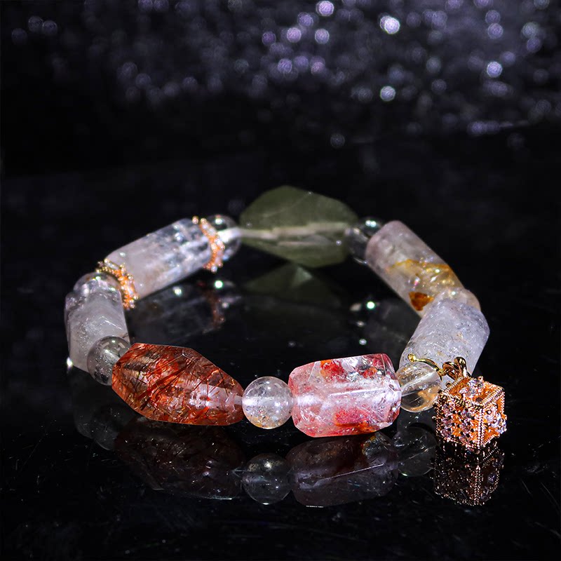 天然高纬度多面体黄金闪灵钻原矿水晶手链掌柜原创设计情侣送礼