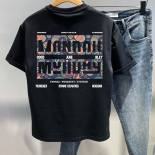 MO美式痞帅重磅纯棉短袖T恤男士夏季ins潮牌字母印花圆领高档上衣