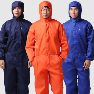 汽修连体工作服夏季薄款防尘喷漆工装服船厂连体服维修连体带帽服