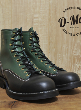 Wesco boots Jobmaster 黑色马皮拼绿色工装靴/鞋型 ◆D-Man◆