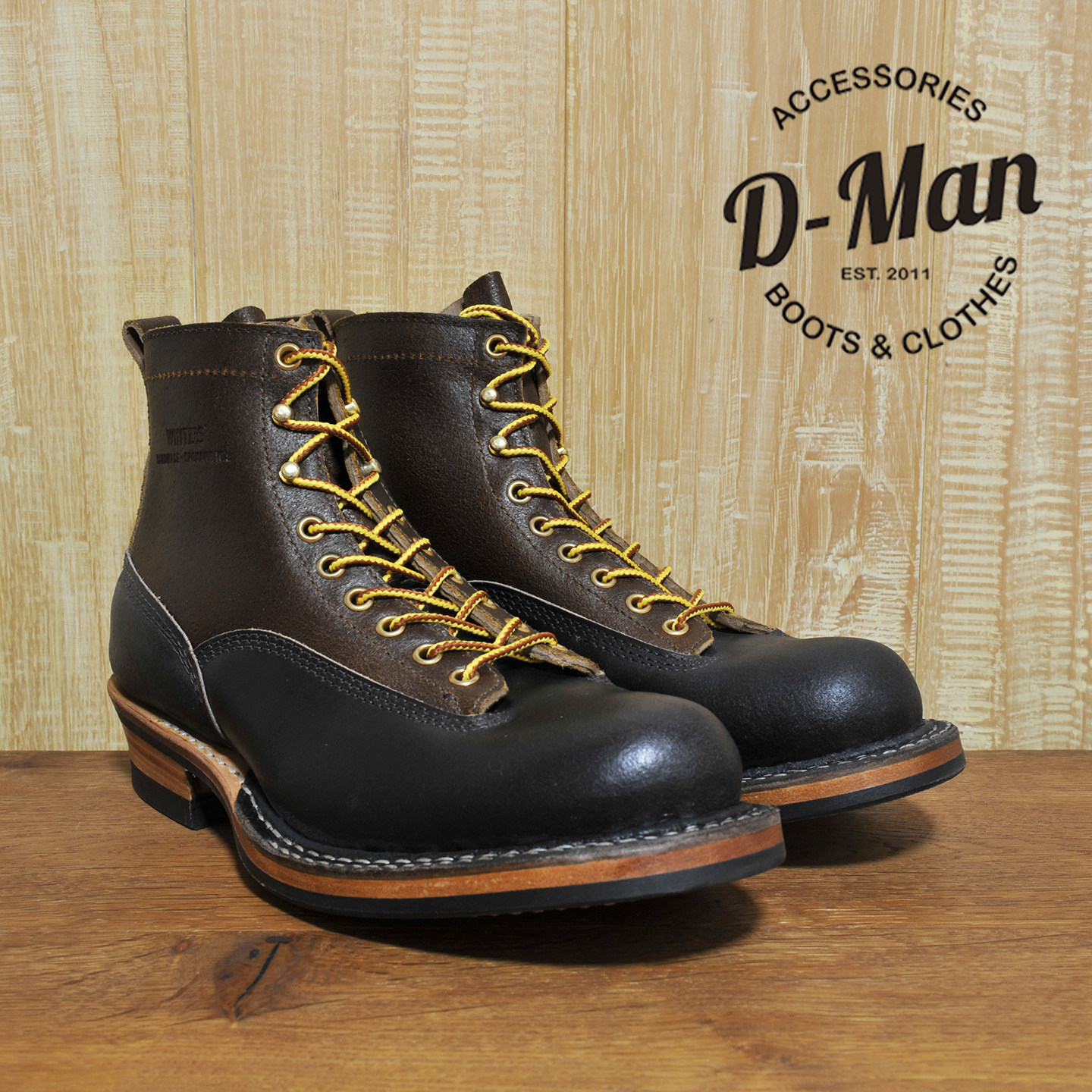 White's boots Smoke Jumper 短脸油蜡皮拼色 工装靴/鞋型