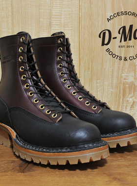 White's Boots Smoke Jumper 黑色酒红拼色短脸 工装靴/鞋