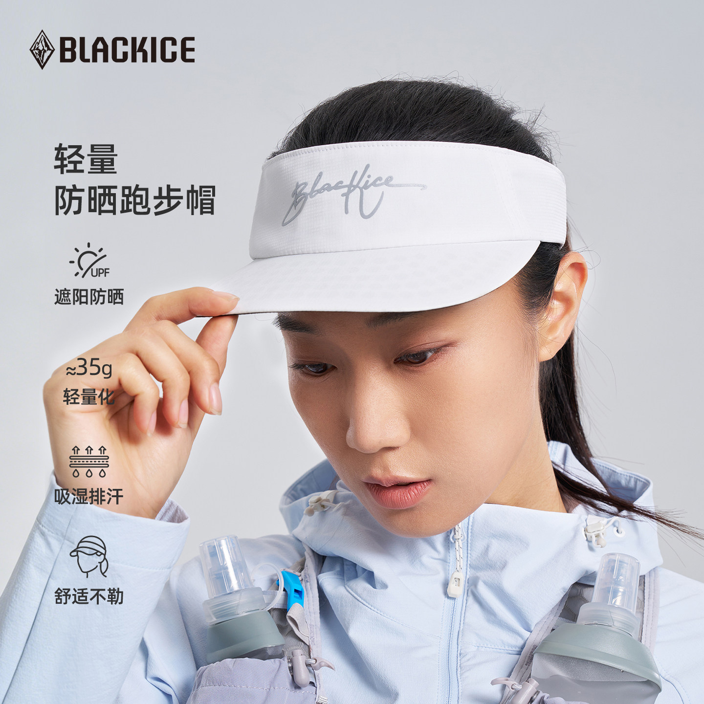 黑冰夏季防晒轻量空顶遮阳帽图片