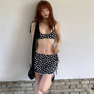 批发韩国ins性感纯欲分体泳衣女bikini三件套温泉海边度假游泳装